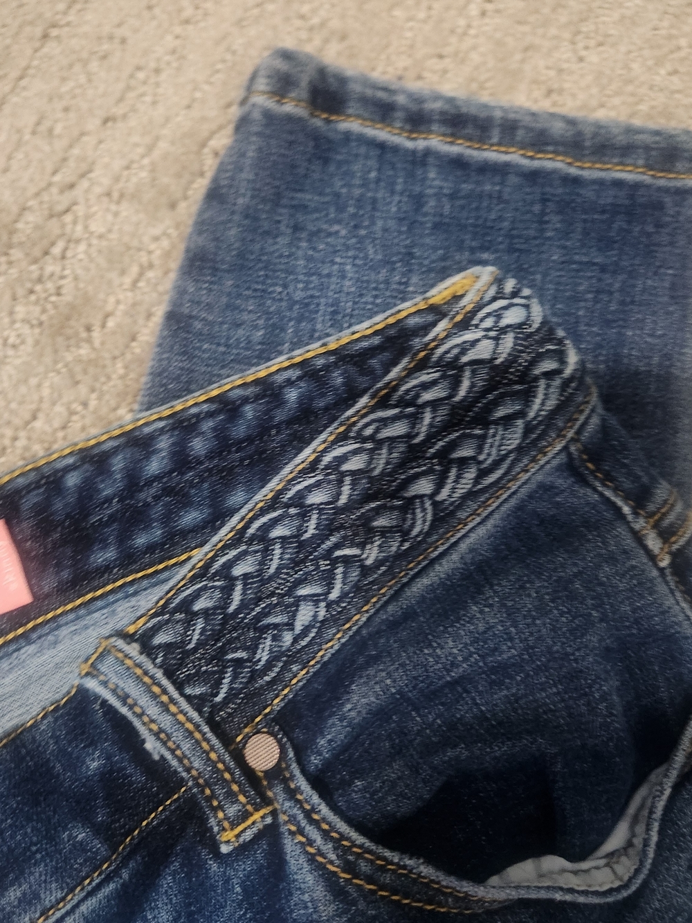 CAbi Dark Blue High-Rise Jeans with Braided Waistband - Picture 2 of 6